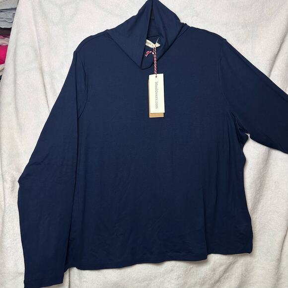 Woolovers Slim Polo‎ Neck Top in Navy Blue Size XL - Picture 7 of 12